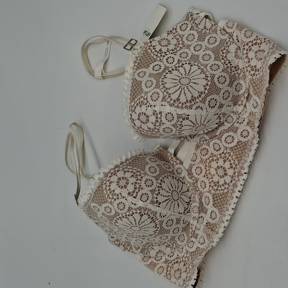 Aerie Real Power Balconette Sunkissed Lace Bra Soft Muslin 32D